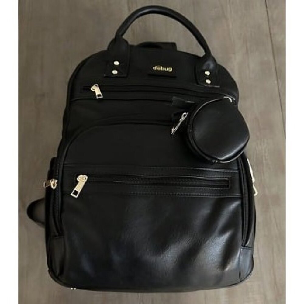 New Vegan Leather Diaper Bag Backpack for Boy Girl with Changing Pad and Pacifie